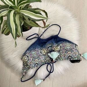 Colorful Paisley Halter Top with Tassels